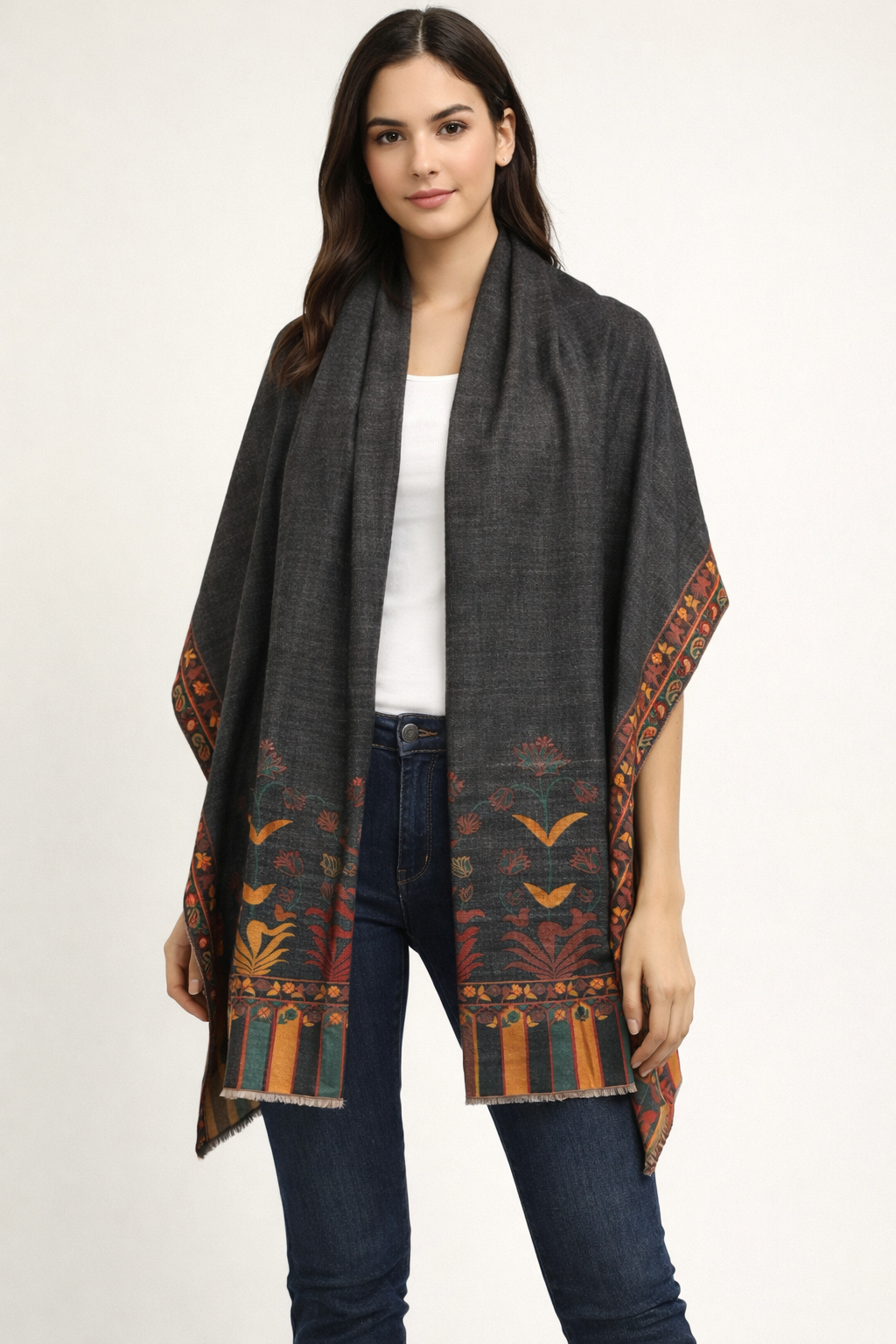 Charcoal Kani Stole