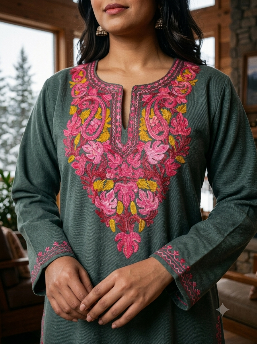 Grey Rose Kurta