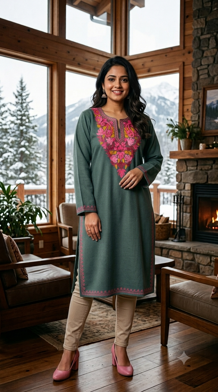 Grey Rose Kurta