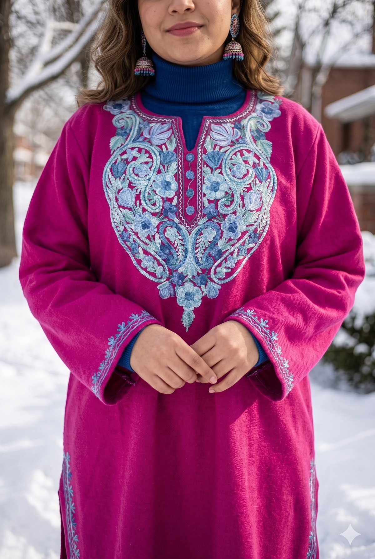 Magenta Color Winter Kurta