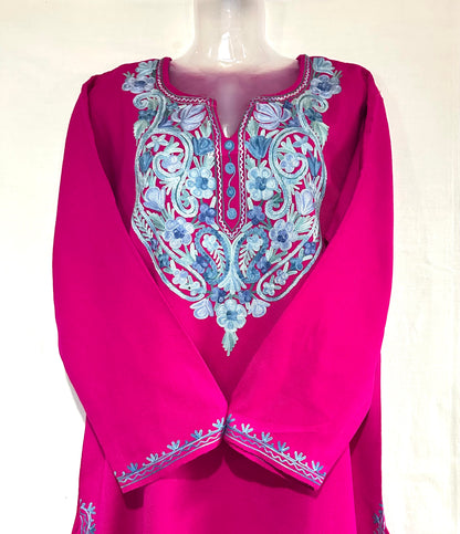 Magenta Color Winter Kurta