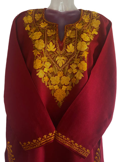 Ruby Red Winter Woollen Kurta